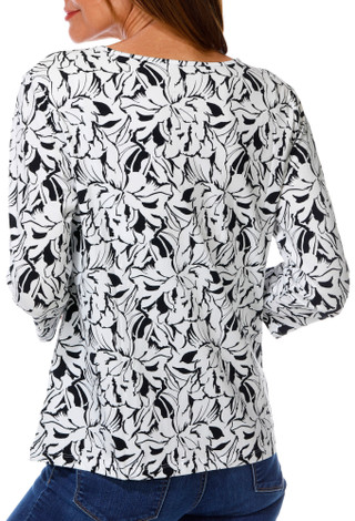 Thumbnail 2: Coral Bay Women's 3/4 Sleeve Hardware Notch Neck Top 