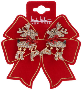 Thumbnail 1: Nicole Miller Crystal Reindeer Stud Earrings 