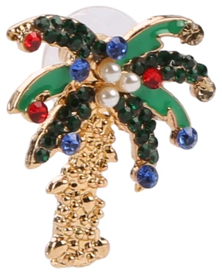 Thumbnail 2: Nicole Miller Christmas Crystal Palm Tree Drop Earrings 