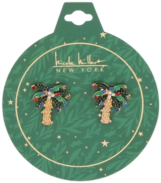 Thumbnail 1: Nicole Miller Christmas Crystal Palm Tree Drop Earrings 