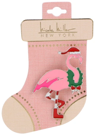 Thumbnail 1: Nicole Miller Christmas Flamingo Pin 