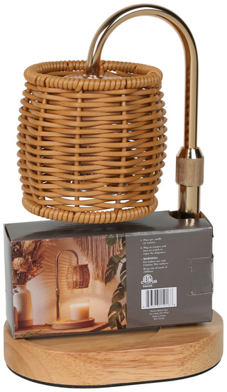 Thumbnail 2: MOSAIC BATH AND SPA Candle Warmer Lamp with Rattan Shade 