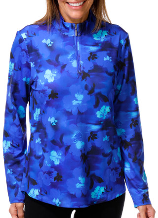 Thumbnail 1: Coral Bay Golf Women's Active Long Sleeve Floral Print 1/4 Zip Pullover  