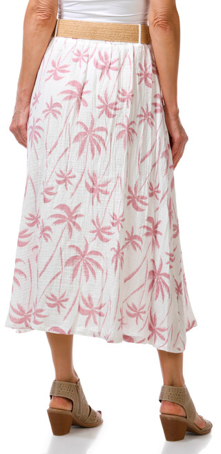 Thumbnail 2: Cece Women's Palm Tree Print Midi Skirt with Raffia Belt  