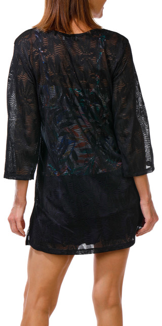 Thumbnail 2: J VALDI Women's 3/4 Sleeve Lace Up Swim Cover Up Dress 