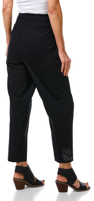 Thumbnail 2: Zac & Rachel Women's Pull On Floral Rhinestone Ankle Pants  