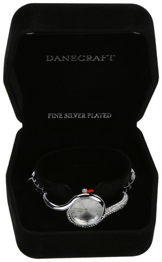 Thumbnail 1: Danecraft Silver Crystal Bezel Watch 