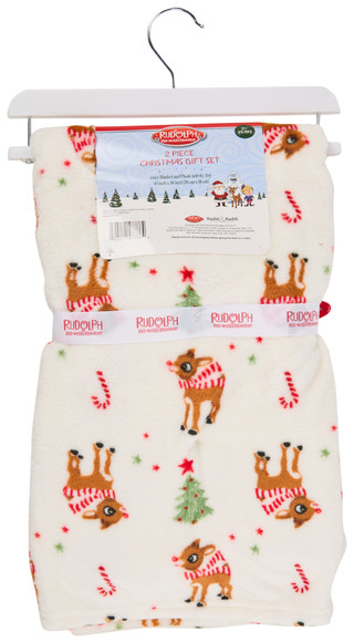 Thumbnail 2: Rudolph The Red Nosed Reindeer Baby 2-Piece Christmas Blanket Gift Set 