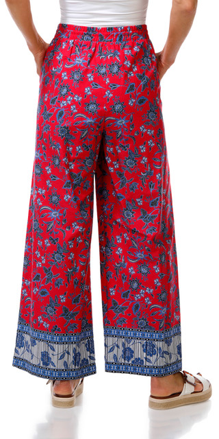 Thumbnail 2: Karen Kane Women's Boho Floral Print Drawstring Wide Leg Pants  