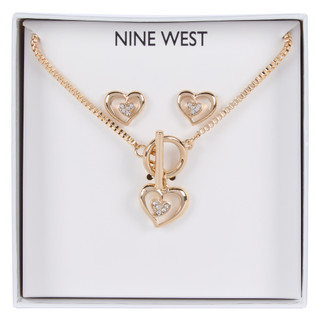 Thumbnail 1: NINE WEST Heart Necklace & Earrings Set 