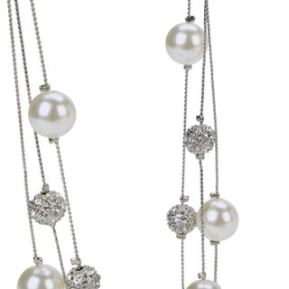 Thumbnail 2: Ellen Tracy Layered Necklace & Earring Set with Pearls 