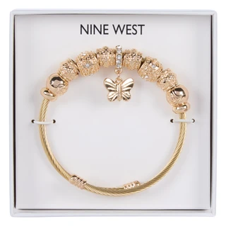 Thumbnail 1: NINE WEST Women's Butterfly Charm Coil Bracelet 