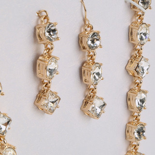 Thumbnail 2: Ellen Tracy Necklace and Drop Earring Set With Stones 