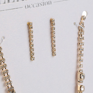 Thumbnail 2: Ellen Tracy Rhinestone Chain Necklace and Earring Set 