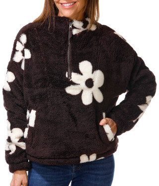 Thumbnail 1: Thread + Supply Women's Floral Print Sherpa 1/4 Zip Pullover Jacket  