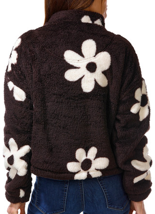 Thumbnail 2: Thread + Supply Women's Floral Print Sherpa 1/4 Zip Pullover Jacket  