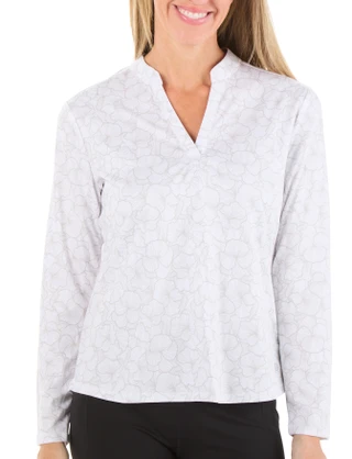 Thumbnail 1: REEL LEGENDS Women's Petite Freeline Long Sleeve Mandarin Top 
