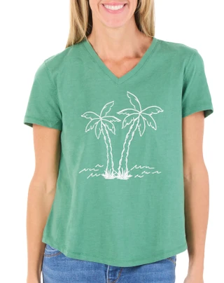 Thumbnail 1: REEL LEGENDS Women's Relaxed Fit Graphic V-Neck Tee 