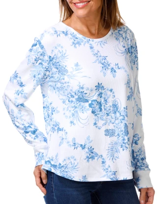 Thumbnail 1: REEL LEGENDS Women's Long Sleeve Waffle Surfside Top 