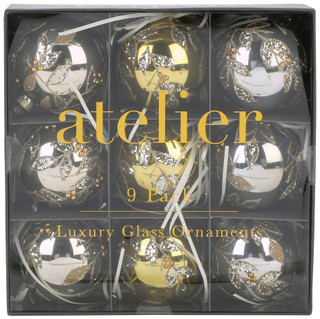 Thumbnail 1: ATELIER 9-Piece Glass Beaded Ornament Set 