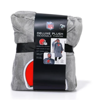 Thumbnail 1: CLEVELAND BROWNS 60x80 Deluxe Plush Wearable Team Throw with Snaps 