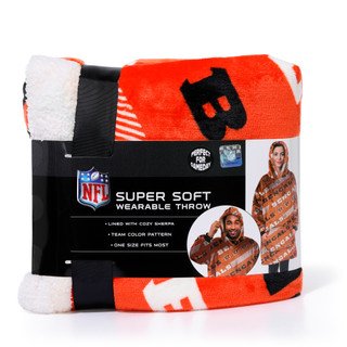 Thumbnail 1: CINCINNATI BENGALS 60x80 Sherpa-Lined Hooded Team Wearable Throw 