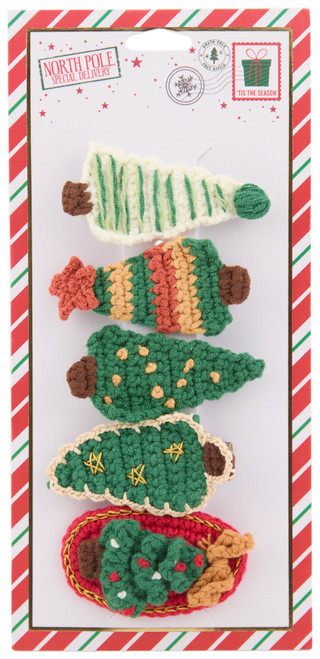 Thumbnail 1: FANTASIA 5-Piece Crochet Holiday Hair Clip Set 