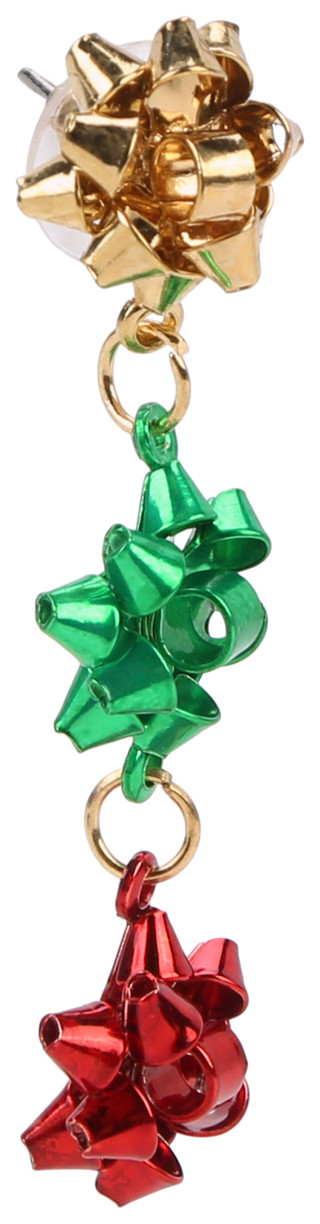 Thumbnail 2: Nicole Miller Christmas Bow Linear Drop Earrings 
