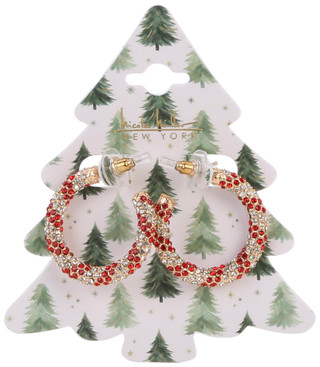 Thumbnail 1: Nicole Miller Christmas Crystal Hoop Earrings 