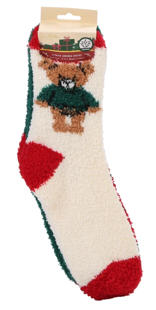 Thumbnail 1: Gem Bella 3-Pack Aloe Infused Teddy Bear Aroma Socks 