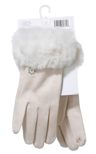 Thumbnail 2: Laundry Women's Gloves with Faux Fur Cuff & Charm Embellishment 