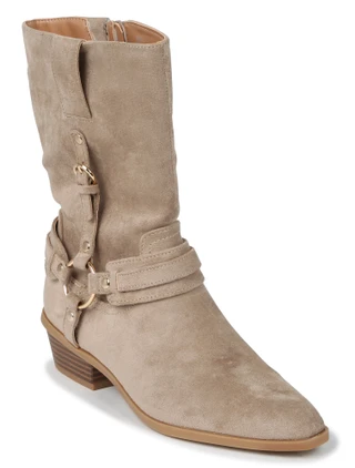 Thumbnail 1: BCBG Women's EDI Mid Calf Zip Up Boot with Gold Accents 
