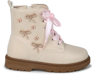 Thumbnail 2: Bebe Girls Zip Up Combat Boots with Charm Embellishments 