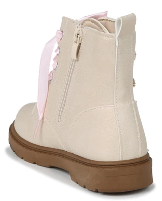 Thumbnail 3: Bebe Girls Zip Up Combat Boots with Charm Embellishments 