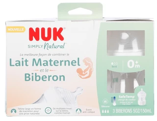 Thumbnail 2: NUK 3 Pk Simply Natural Newborn Baby Bottles Slow Flow 