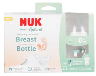 Thumbnail 1: NUK 3 Pk Simply Natural Newborn Baby Bottles Slow Flow 