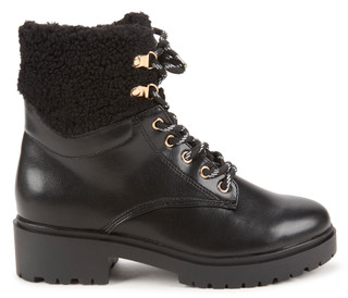 Thumbnail 2: BCBG Women's Fur Trim Lace-Up Lug Booties 