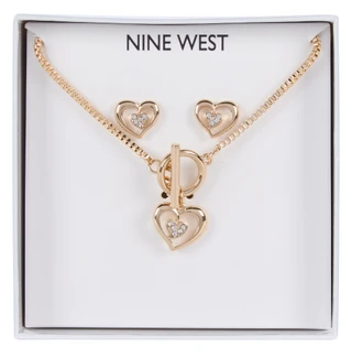 Thumbnail 1: NINE WEST Women's Heart Necklace & Earrings Set 
