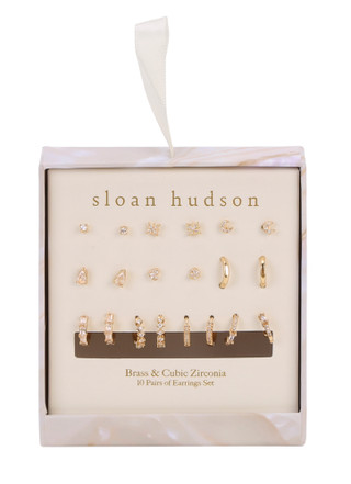 Thumbnail 1: Sloan Hudson 10-Pair Brass & Cubic Zirconia Earrings Set 