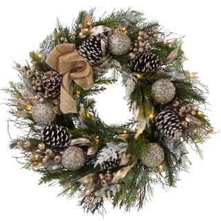 Thumbnail 1: Magical Season 28 In. Lighted Cedar Berry Vine Wreath 