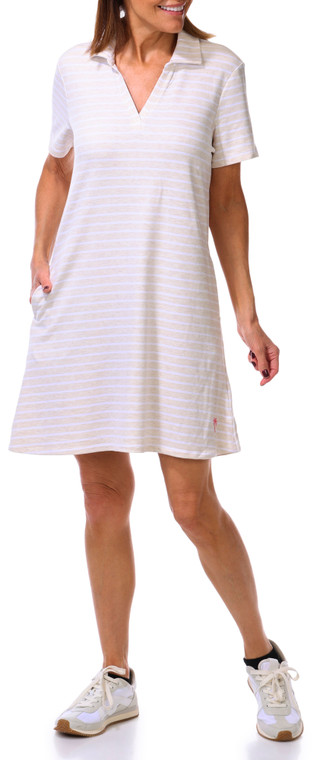 Thumbnail 1: REEL LEGENDS Women's Striped Split Neck T-Shirt Dress 