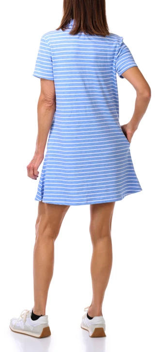 Thumbnail 2: REEL LEGENDS Women's Striped Split Neck T-Shirt Dress 