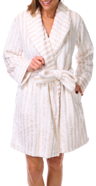 Thumbnail 1: Tommy Hilfiger Women's Striped Soft Plush Tie-Waist Robe 
