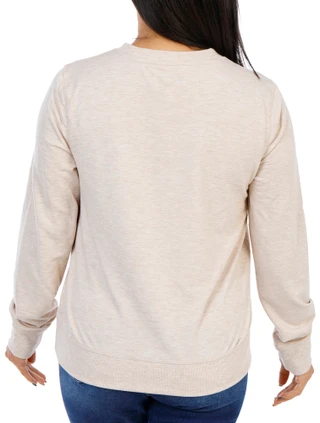 Thumbnail 5: Coral Bay Women's Petite Long Sleeve Christmas Palm Top 