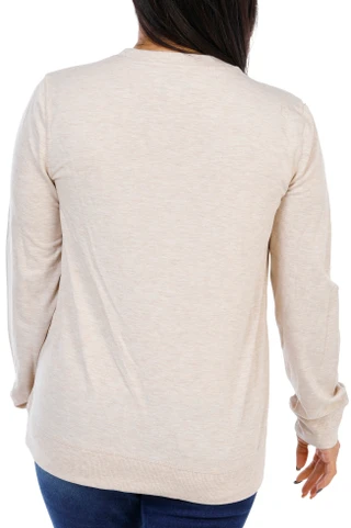 Thumbnail 6: Coral Bay Women's Petite Long Sleeve Christmas Palm Top 