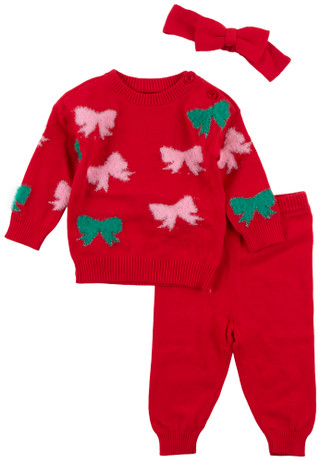 Thumbnail 1: Andy & Evan Baby Girls' 3-Piece Sweater Leggings Set 