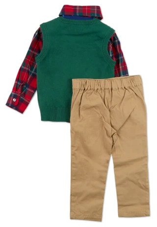 Thumbnail 2: Andy & Evan Toddler 3-Piece Sweater Vest Set 