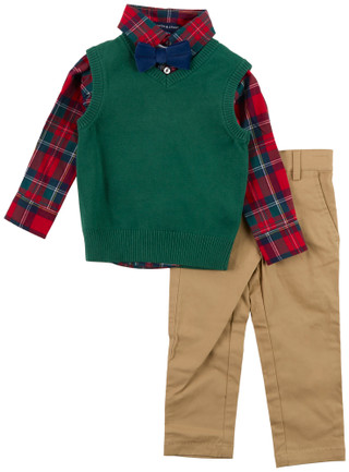 Thumbnail 1: Andy & Evan Toddler 3-Piece Sweater Vest Set 