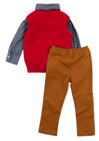 Thumbnail 2: Andy & Evan Toddler Boys' 3-Piece Reindeer Vest Set 