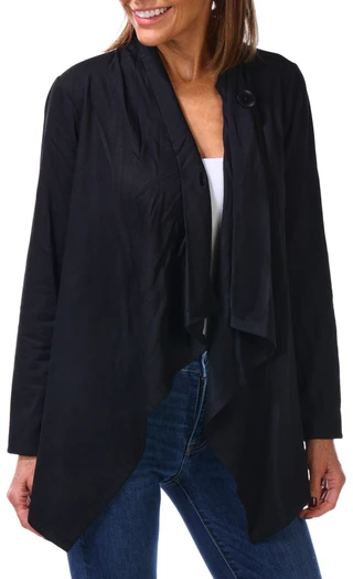 Thumbnail 1: BOBEAU Women's Petite One Button Cardigan 